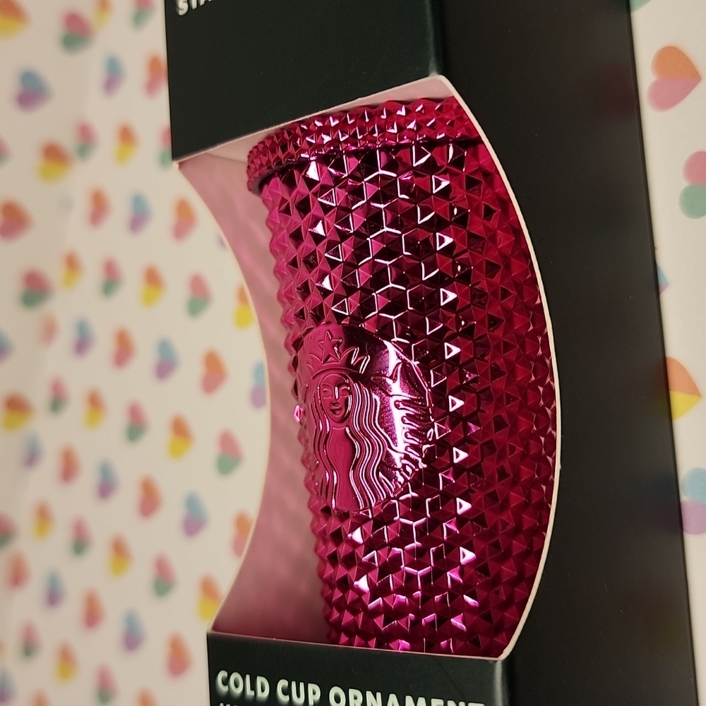 BNIB Starbucks Holiday 2022 Sangria Metallic cup Jeweled Ornament KeyChain - Picture 3 of 6
